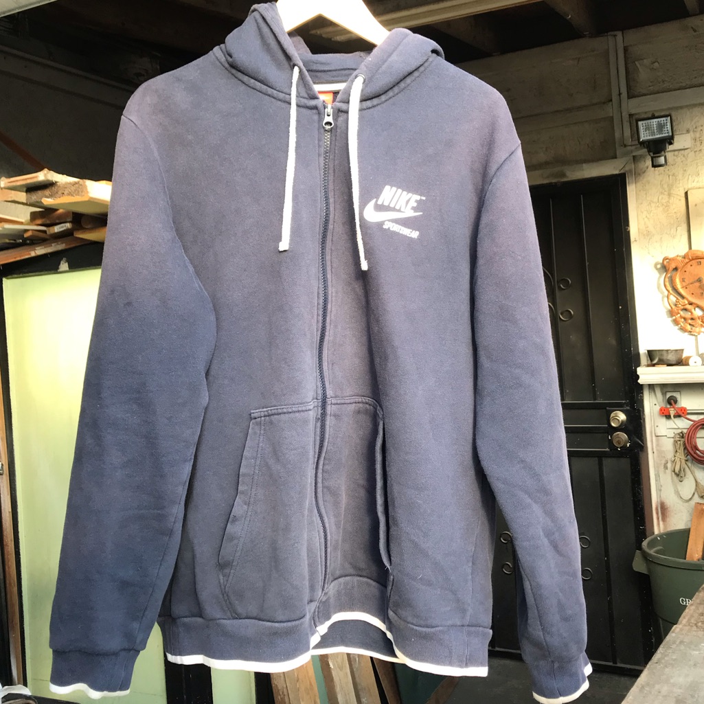 Navy Blue And White Nike Zip Up Hoodie